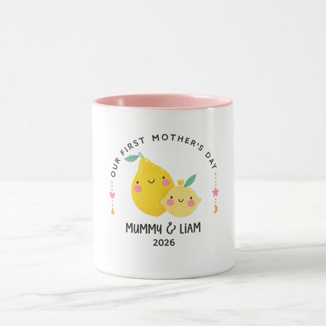 Caneca First Mother’s Day 2026 Cute Lemon Mom & Baby  (Centro)