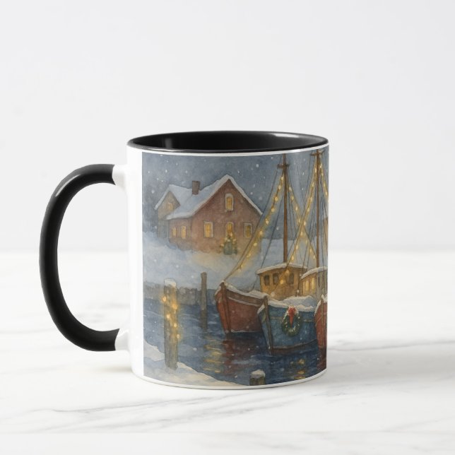 Caneca Fishing Boats in Harbor Christmas (Esquerda)