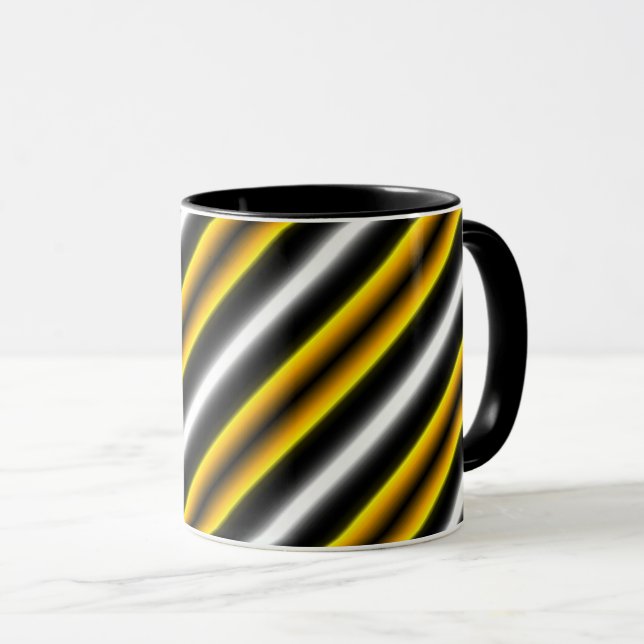 Caneca Fita-arco-íris branca-preta amarela (Frente Esquerda)
