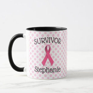 Caneca Fita de fita do Sobrevivente de câncer rosa