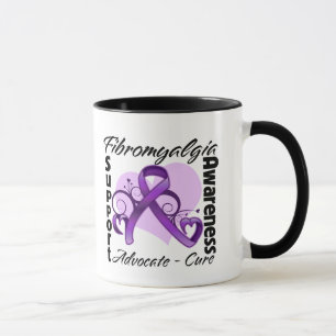 Caneca Fita do coração - consciência da fibromialgia