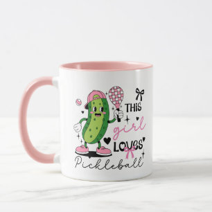 Caneca Fita e Corações de Pickleball Personalizados Fofos