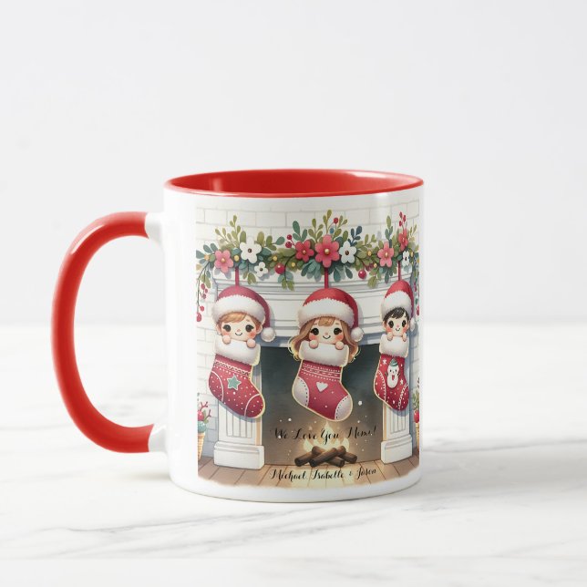 Caneca Fita Mimi De Natal Bonita Com Nomes De Netos (Esquerda)