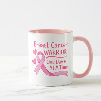 Caneca Fita Motivacional Rosa Guerreira do Cancro da Mama
