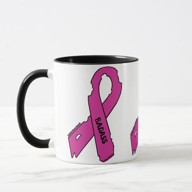 Caneca Fita rasgada/Bastão...Cancer da mama (Esquerda)