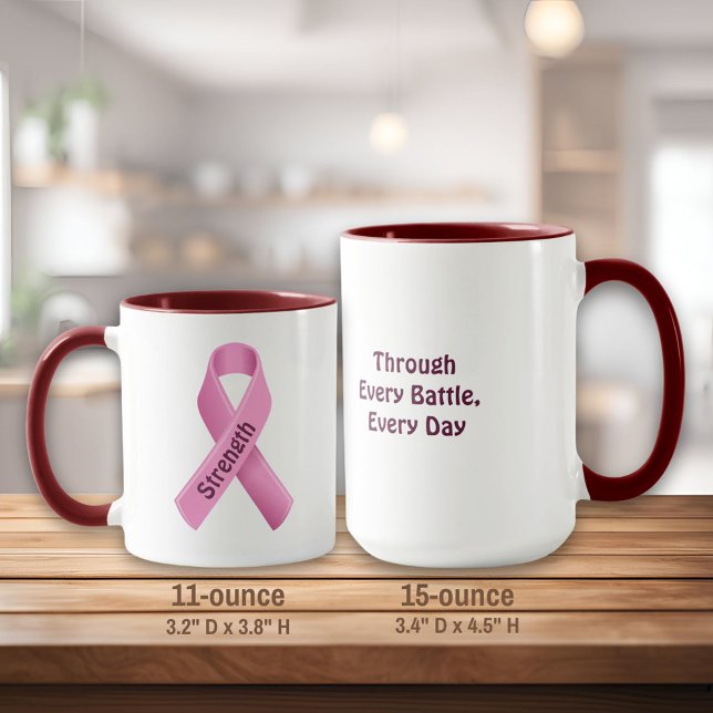Caneca Fita Rosa de Consciência do Cancer da Mama (Criador carregado)