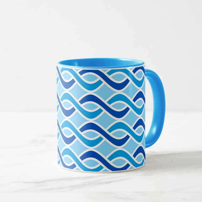Caneca Fitas Modernas do Século médio, cobalto e azul-céu (Frente Esquerda)