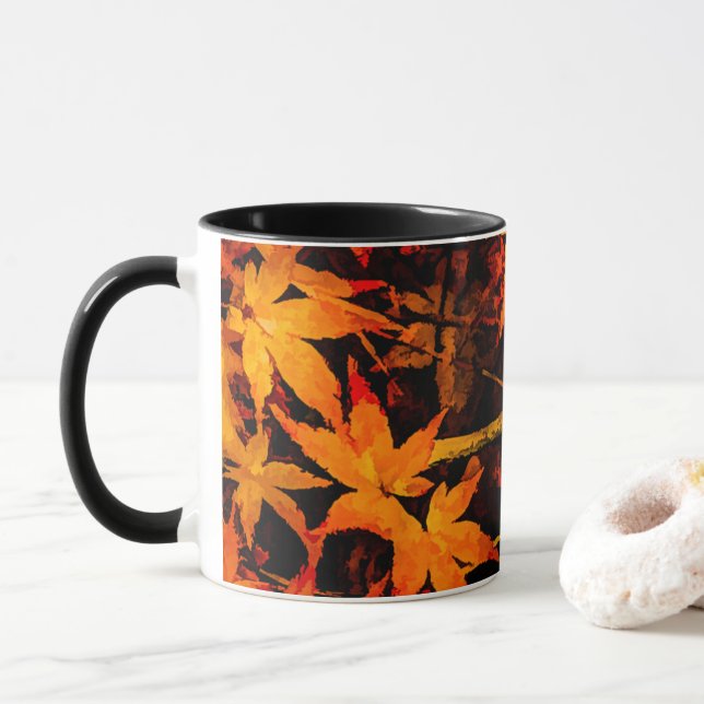 Caneca Flaming Fall Japonês Maple Mug (Com Donut)