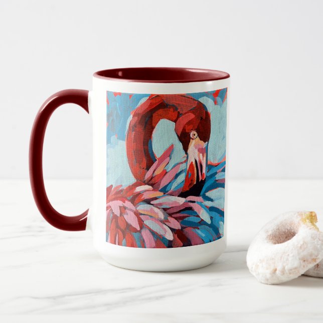 Caneca Flamingo Painting - Gift for Flamingo Lovers (Com Donut)