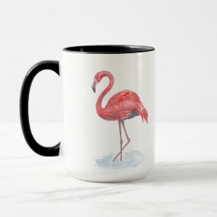Caneca Flamingo rosa, aquarela.