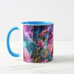 Caneca Flamingo Rosa Mosaico de Vidro Colorido
