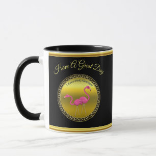 Caneca Flamingos cor-de-rosa que estão junto a textura d