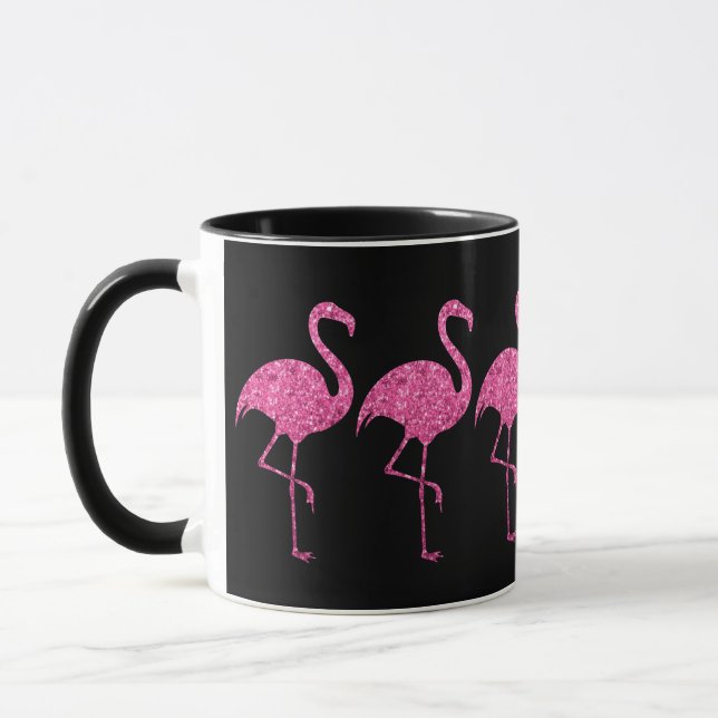 Caneca Flamingos cor-de-rosa tropicais do brilho (Esquerda)