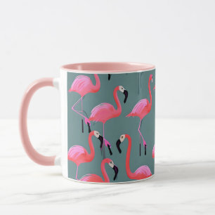 Caneca Flamingos rosa retrô