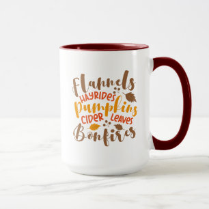 Caneca Flannels Hay Rides Pumpkins Cider Deixa Bonfire