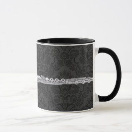 Caneca Flauta de prata no damasco preto