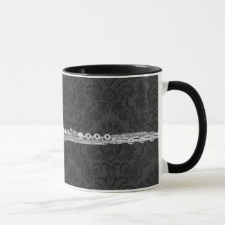 Caneca Flauta de prata no damasco preto