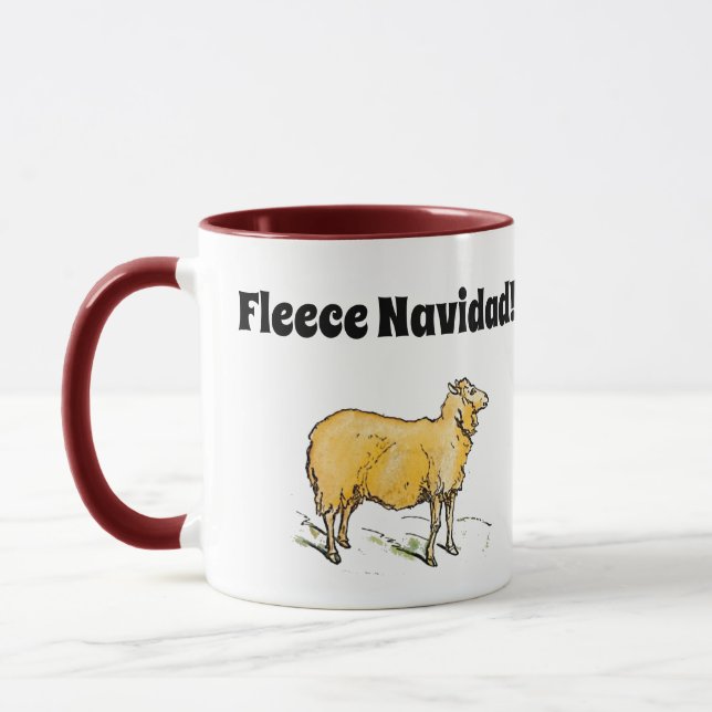 Caneca Fleece Feliz Navidad Engraçado Piada de Ovinos de  (Esquerda)