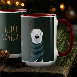 Caneca 'Fleece Navidad' Divertido Llama de Natal Cartoon 