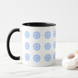 Caneca Floco de neve Azul Inverno Padrão Festivo