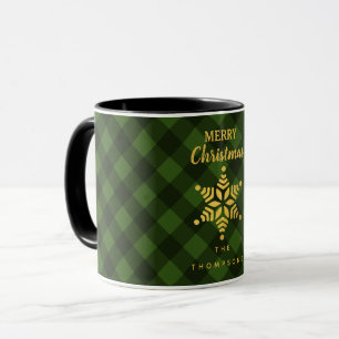 Caneca Floco de Neve da Xadrez Negra Negra Natal