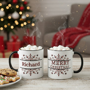 Caneca Floco de neve de Natal alegre personalizado