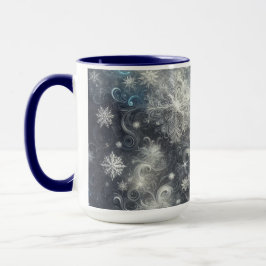 Caneca Floco de neve de prata e azul Inverno
