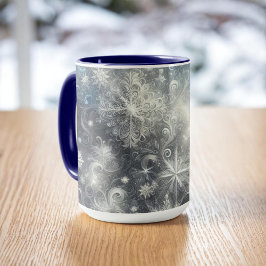 Caneca Floco de neve de prata e azul Inverno