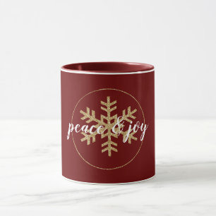 Caneca Floco de neve Dourado vermelho