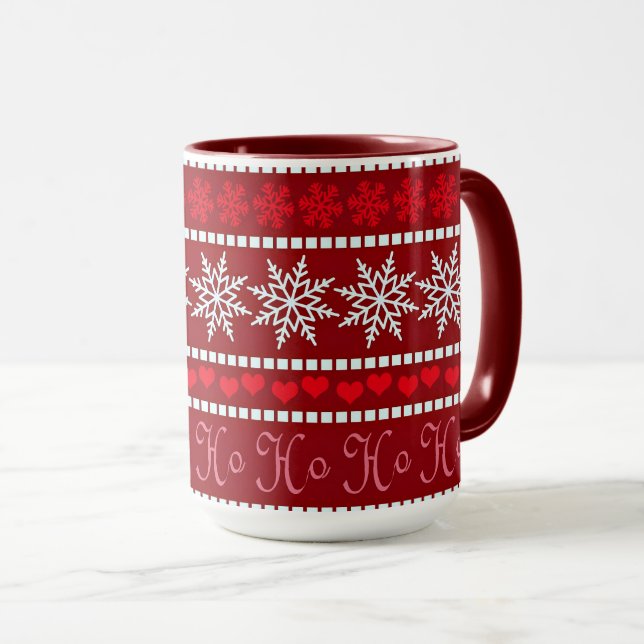 Caneca Floco de neve festivo e Design de Reindeer (Frente Esquerda)