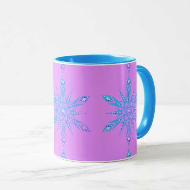 Caneca Floco de neve meio século azul roxo (Frente Esquerda)