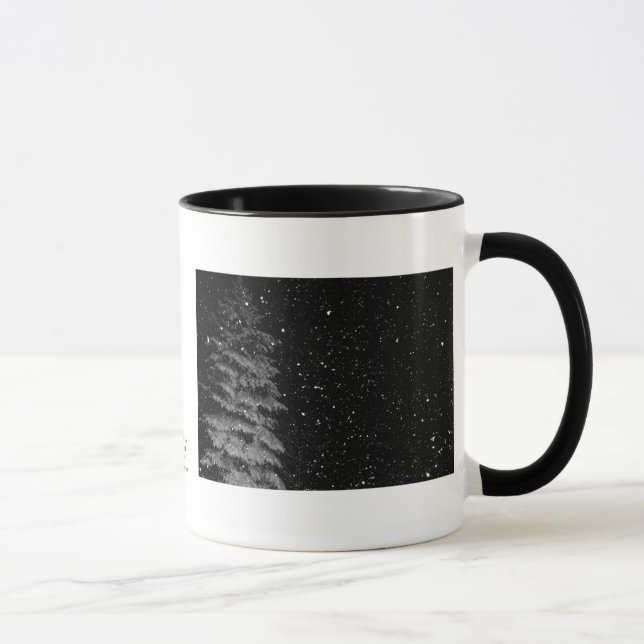 Caneca flocos de neve à noite fotografia única (Direita)