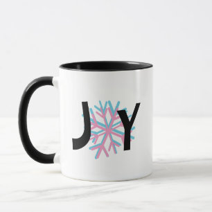 Caneca Flocos de Neve Alegres Rosa Azul 3D