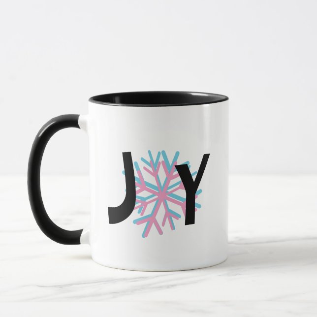 Caneca Flocos de Neve Alegres Rosa Azul 3D (Esquerda)