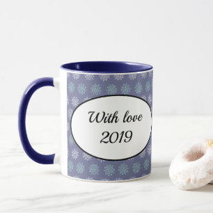 Caneca Flocos de neve azuis e brancos, padrão de inverno