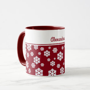 Caneca Flocos de neve brancos e quentes Padrão nórdico 