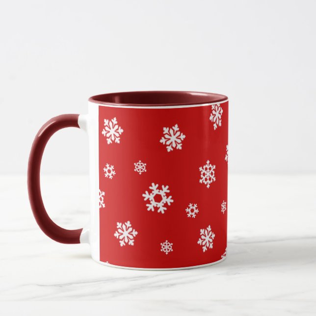 Caneca Flocos de neve (brancos) [Padrão de Natal] (Esquerda)