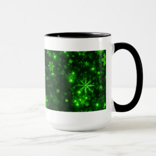 Caneca Flocos de neve com fundo verde