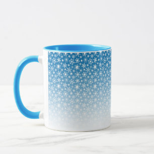 Caneca Flocos de neve com gradiente azul