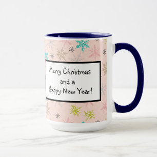 Caneca Flocos de neve cor-de-rosa Cinzas de Verde limão