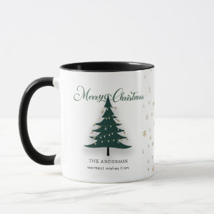 Caneca Flocos de neve de árvore de Natal Elegante minimal