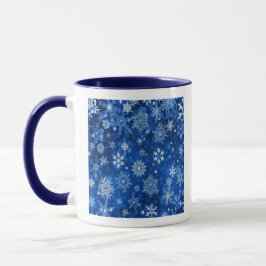 Caneca Flocos de neve de Natal Blue and Silver Mug