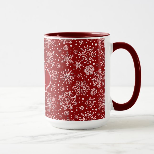 Caneca Flocos de neve do Natal Vermelho e Branco 2 (Direita)