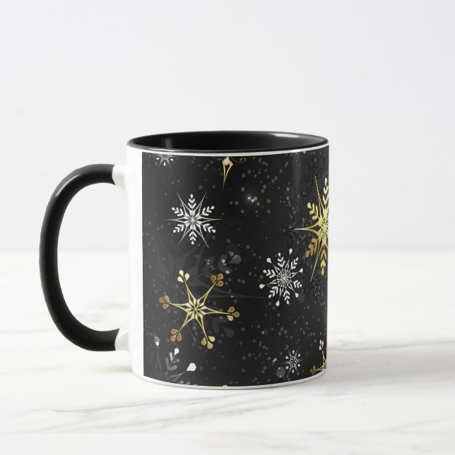 Caneca Flocos de neve do Ouro Xmas em preto (Esquerda)