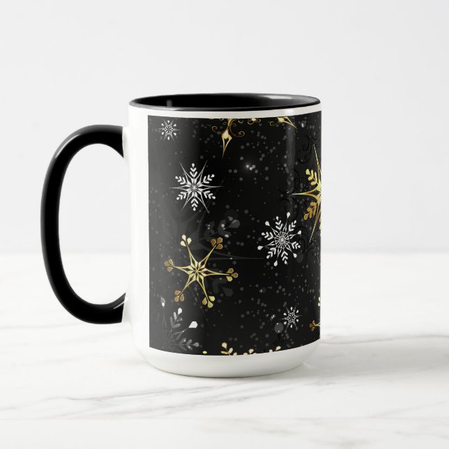 Caneca Flocos de neve do Ouro Xmas em preto (Esquerda)