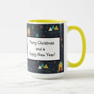 Caneca Flocos de neve noturna de inverno Aterrissando em