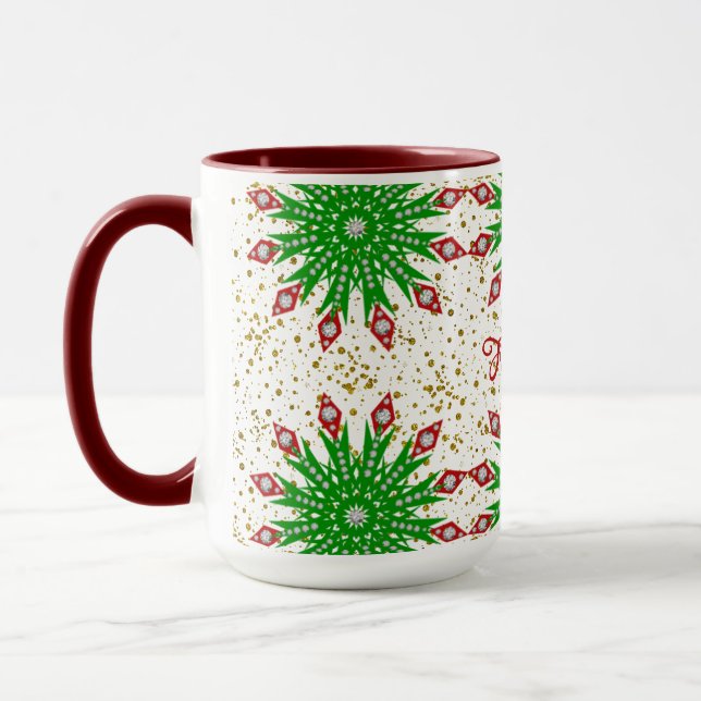 Caneca Flocos de Neve Verdes da Criança Flocos de Natal (Esquerda)