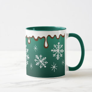 Caneca Flocos de neve verdes nas festas de Natal
