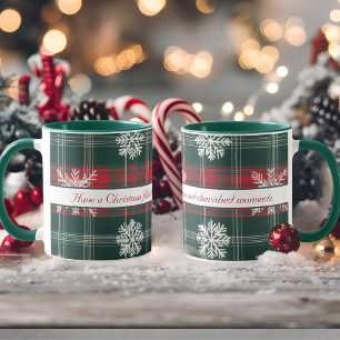 Caneca Flocos de neve Vermelhos e Verdes Vintage Personal