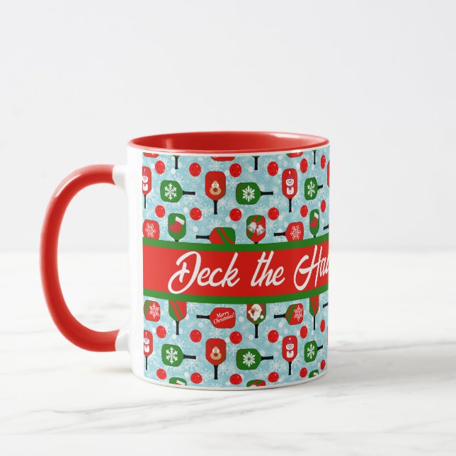 Caneca Flocos de neve vermelhos vermelhos verdes no Natal (Esquerda)